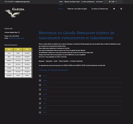 Site Web du restaurant Indonésien Garuda à Ixelles